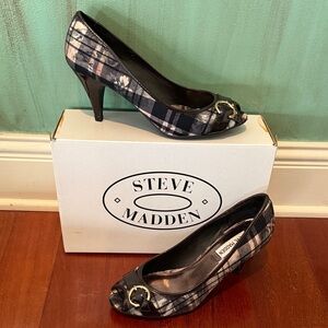 Steve Madden Bezle Brown Plaid Heels